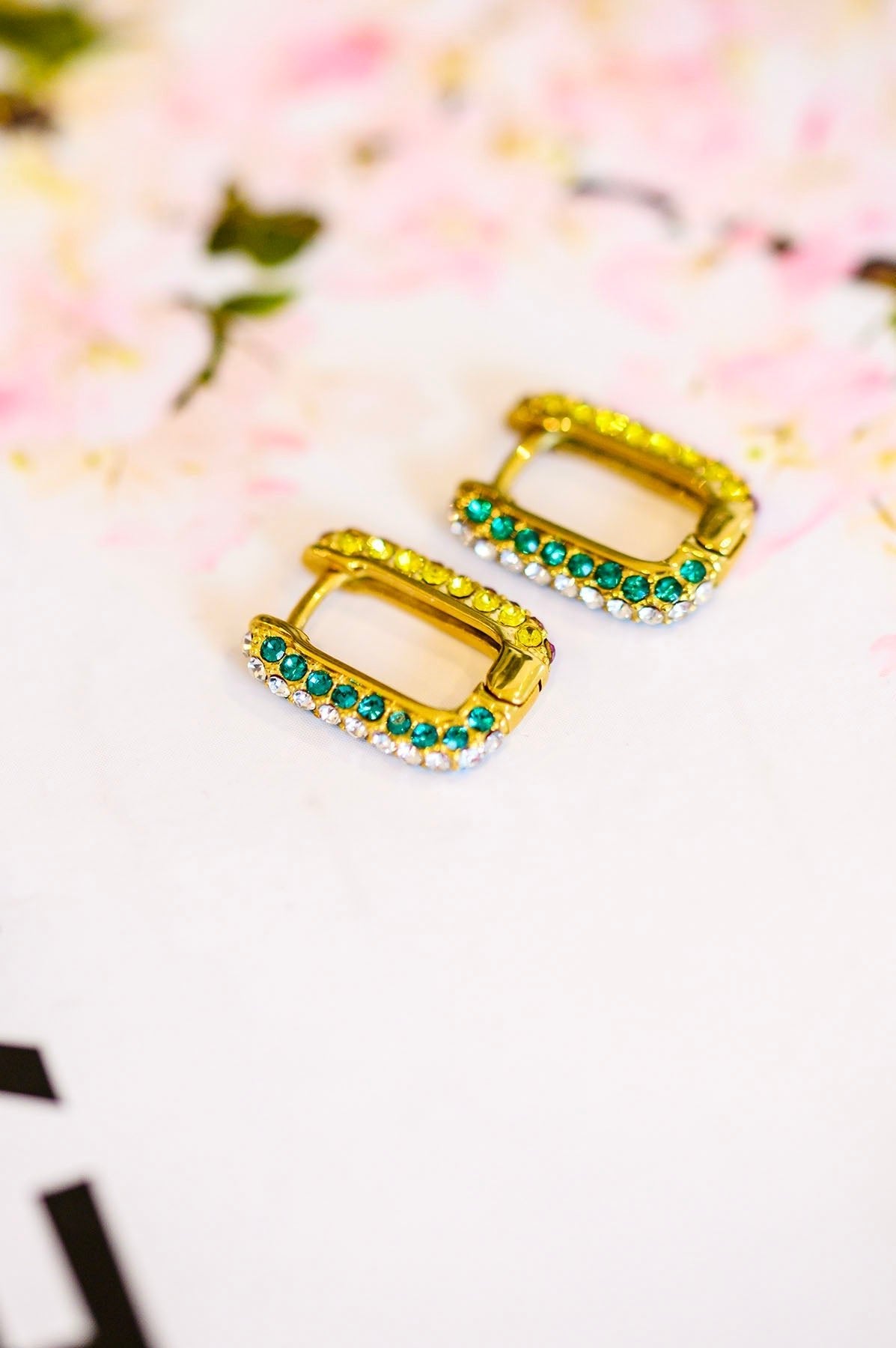 Set in Stone Rainbow Huggie Earrings - Molliee Boutique