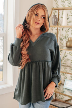 She's Not Wrong Hooded V-Neck Pullover - Molliee Boutique