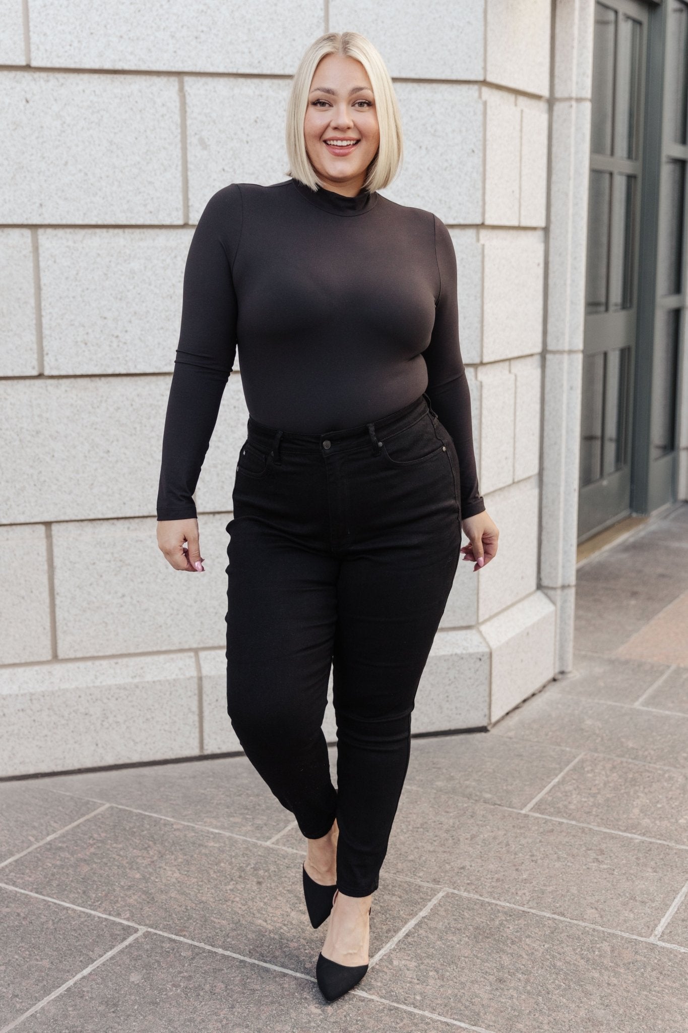 Simple Situation Mock Neck Bodysuit - Molliee Boutique