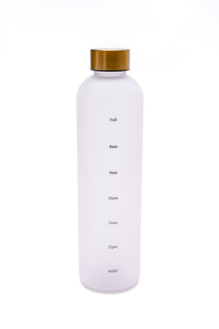 Sippin' Pretty 32 oz Translucent Water Bottle in White & Gold - Molliee Boutique