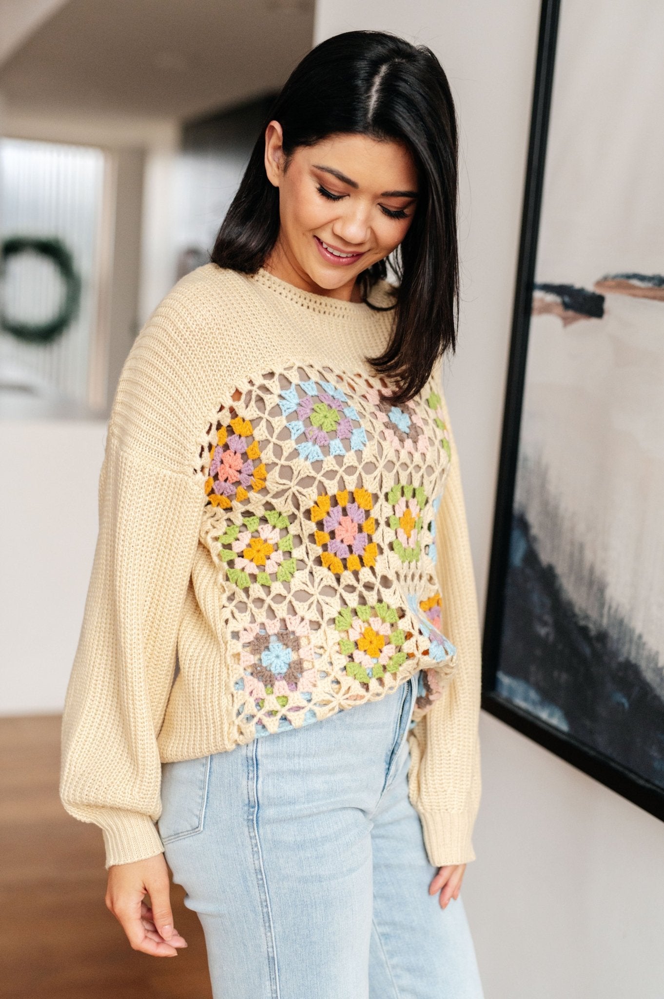 Square Dance Granny Square Sweater - Molliee Boutique