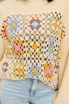 Square Dance Granny Square Sweater - Molliee Boutique