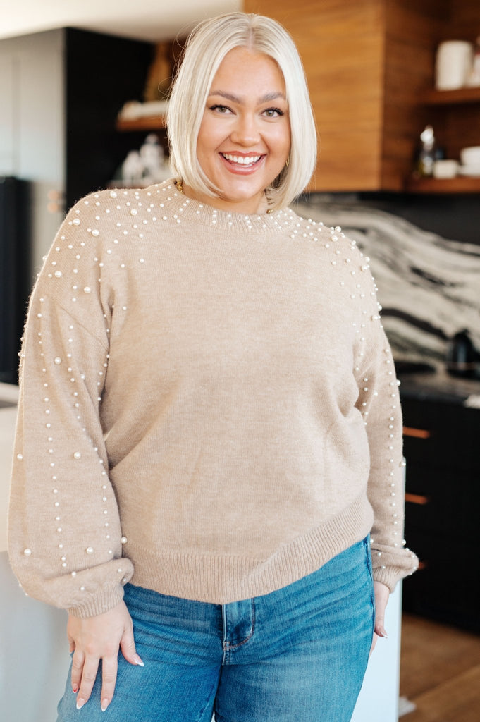 String Me Along Pearl Accent Sweater - Molliee Boutique