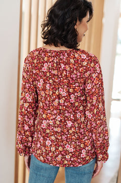 Sunday Brunch Blouse in Rust Floral - Molliee Boutique