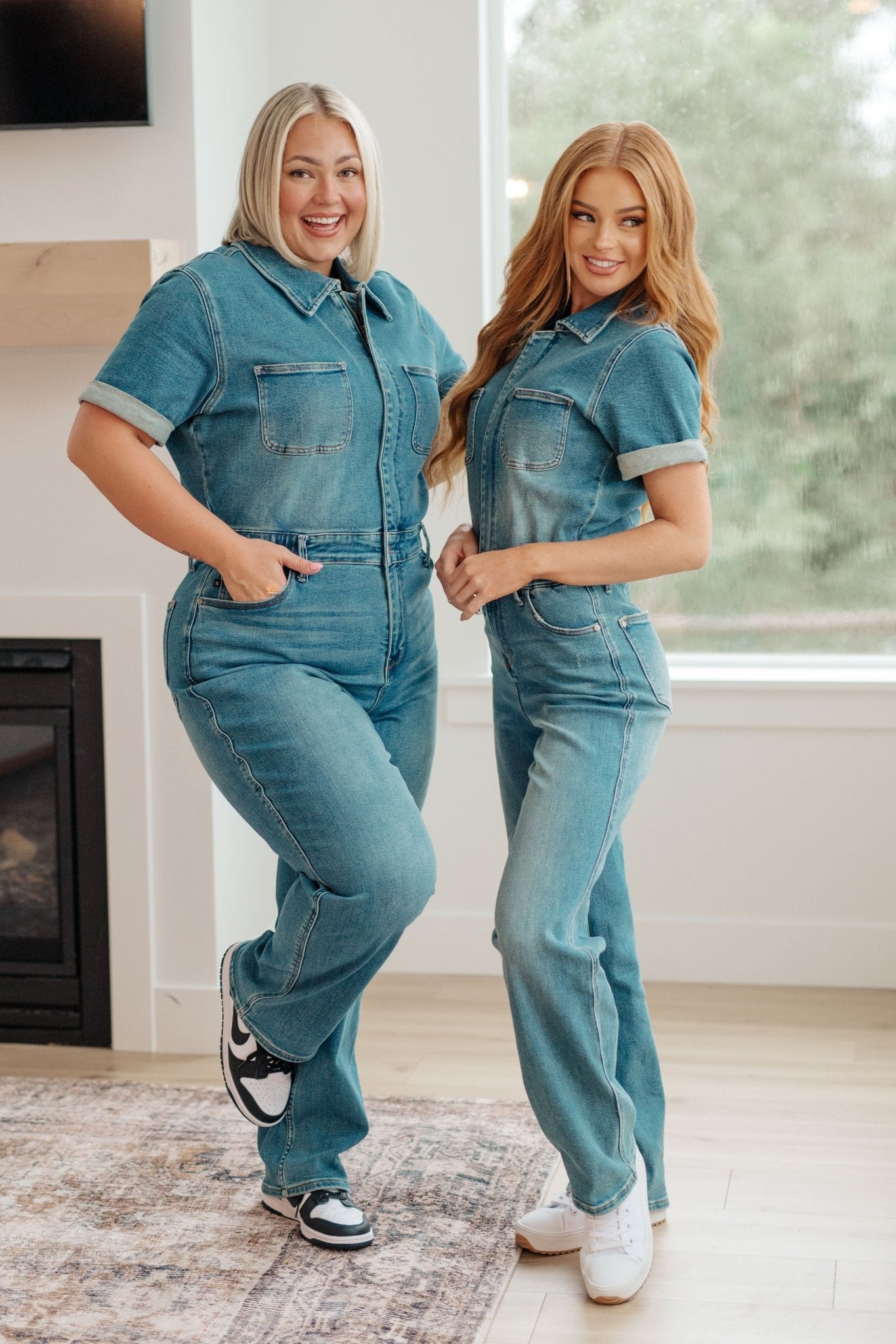 Sylvia Short Sleeve Denim Jumpsuit - Molliee Boutique