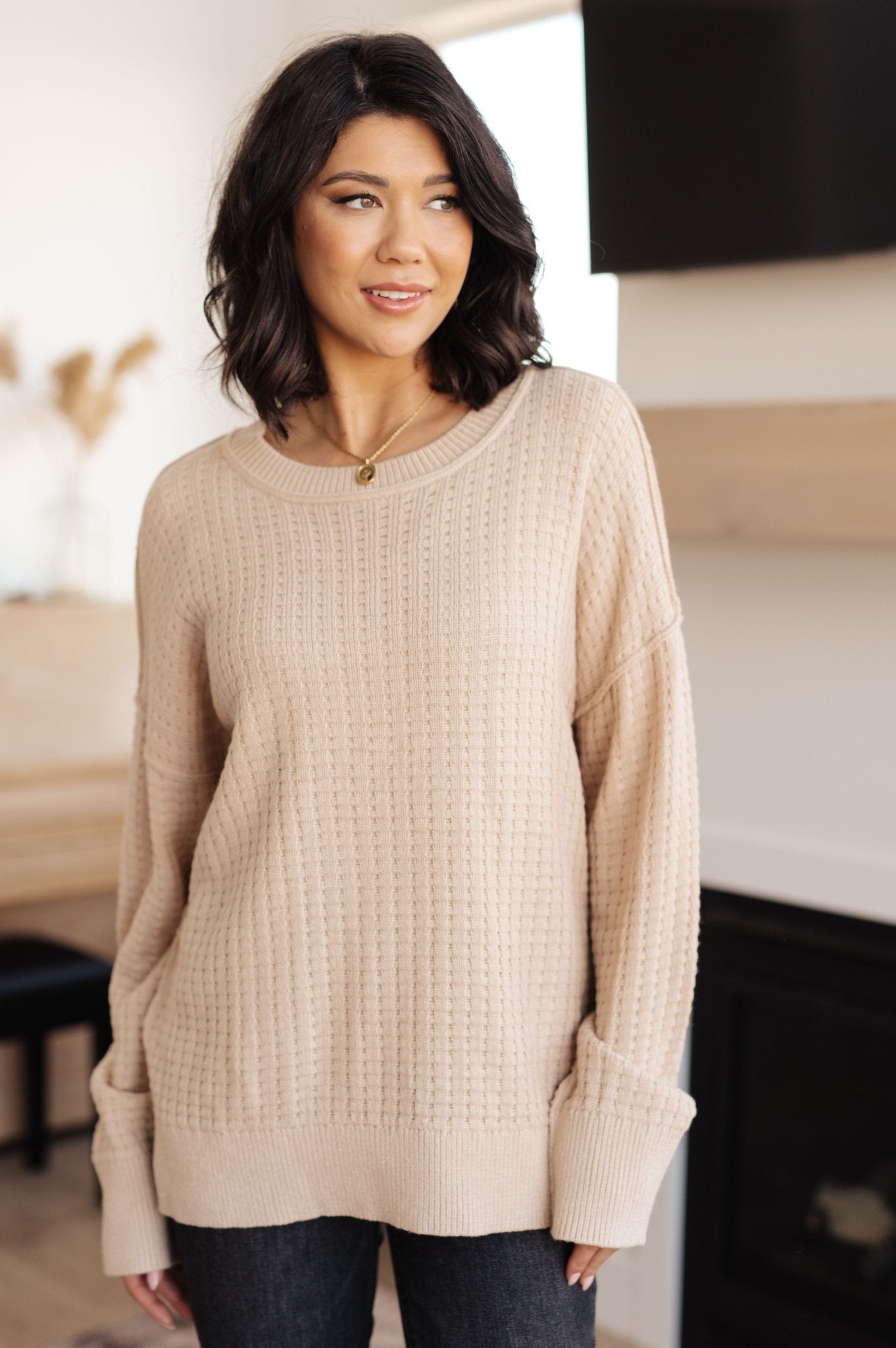 Terrifically Textured Sweater in Mocha - Molliee Boutique