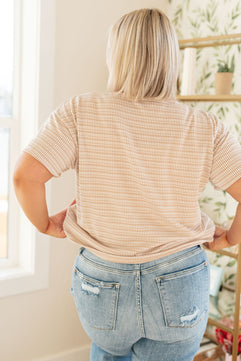 Textured Boxy Top in Taupe - Molliee Boutique