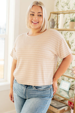 Textured Boxy Top in Taupe - Molliee Boutique