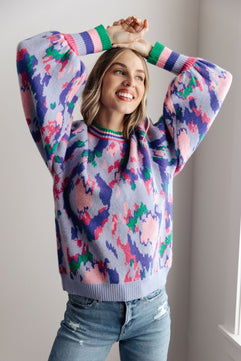 The Long Goodbye Abstract Print Sweater - Molliee Boutique