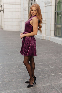 Tied In A Bow Velvet Dress - Molliee Boutique