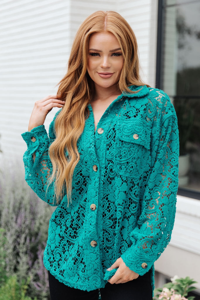 Topped with Lace Button Down - Molliee Boutique