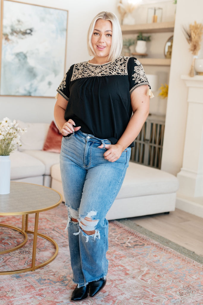 Try Again Embroidered Top - Molliee Boutique