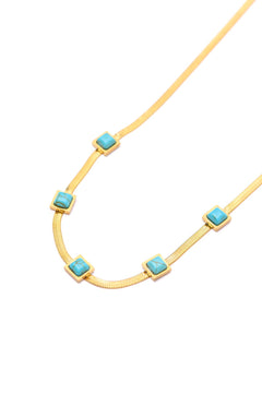 Turquoise Squares Necklace - Molliee Boutique