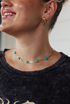 Turquoise Squares Necklace - Molliee Boutique