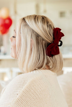 Velvet Bow Clip Set in Burgundy and Black - Molliee Boutique