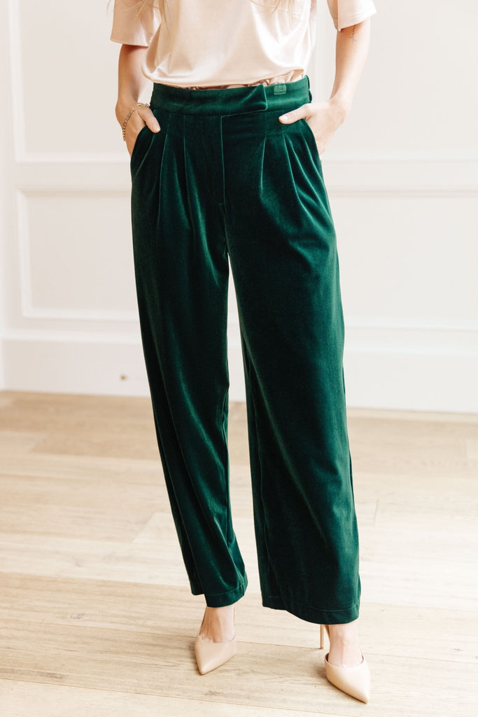 Velvet Elvis Wide Leg Velvet Pants - Molliee Boutique