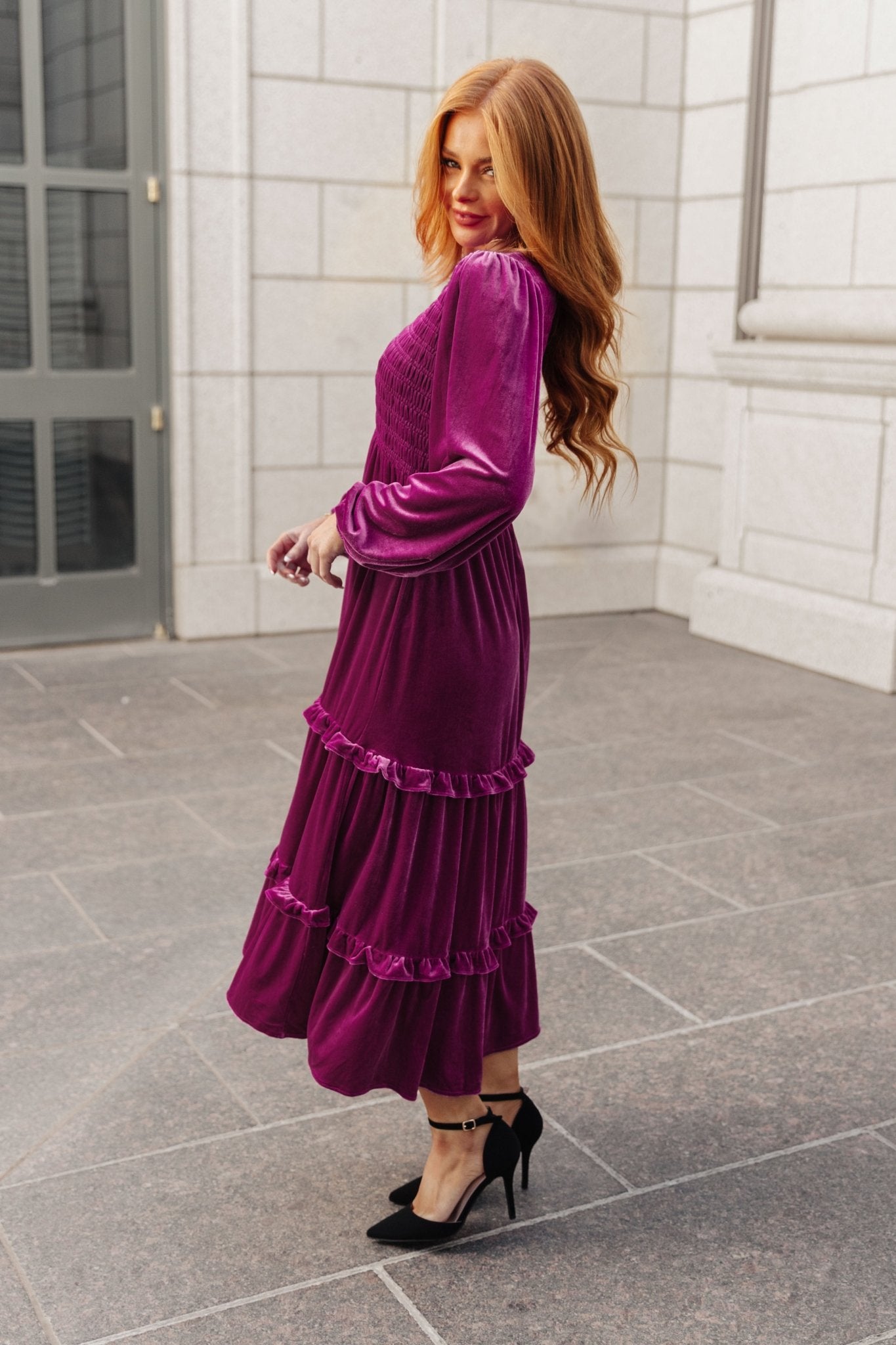 Velvet Flamenco Maxi Dress - Molliee Boutique