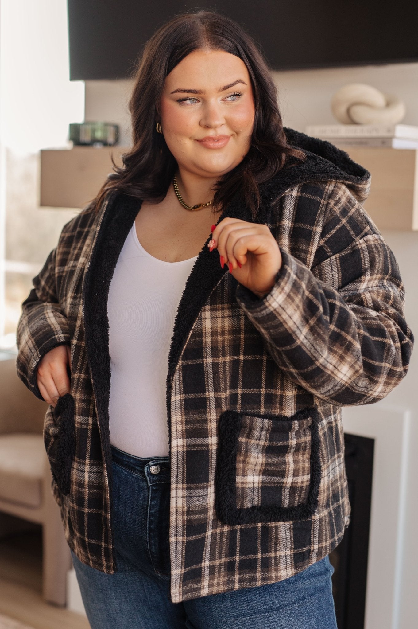 Warped Noise Reversible Plaid Shacket - Molliee Boutique